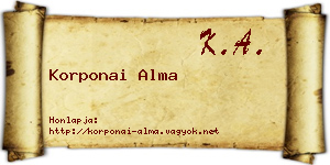 Korponai Alma névjegykártya